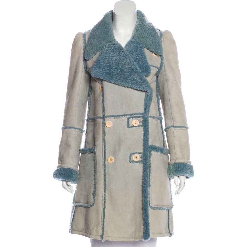Chloé shearling-trimmed suede coat, size 40 USA 8